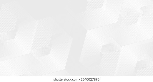 Modern hexagon white gray wave light technology texture background. Abstract big data digital illustration abstract modern design