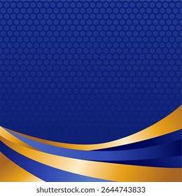 Modern Hexagonal Blue and Gold Background Design. Geometric abstract background with hexagons. Honeycomb, science and technology vector illustration