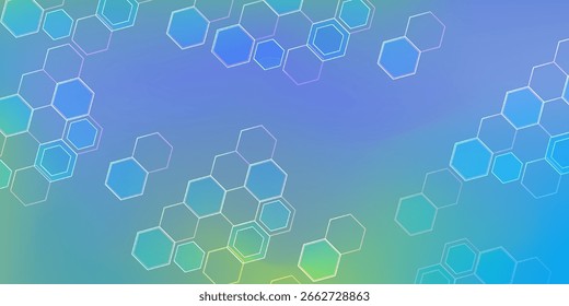 Modern hexagonal element on blue gradient background. futuristic technology concept