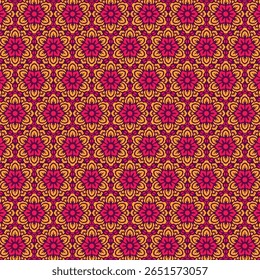 Modern Hexagonal Flower Seamless Pattern Background with Magenta Color