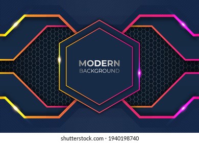 Modern Hexagonal Glow Pink and Yellow Background Futuristic Style