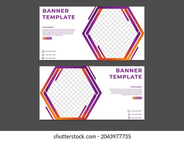 plantilla de banner de negocio de gradiente hexagonal moderno