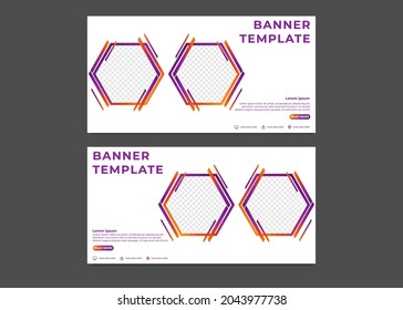 plantilla de banner de negocio de gradiente hexagonal moderno