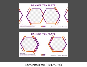 plantilla de banner de negocio de gradiente hexagonal moderno