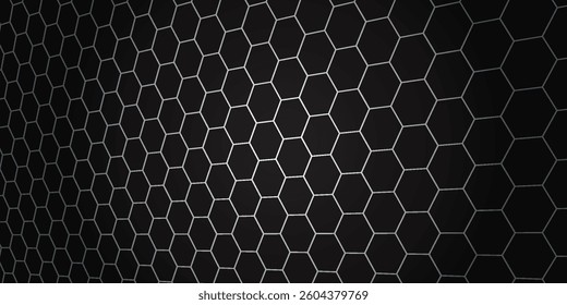 Modern hexagonal grid pattern with a sleek metallic outline on a dark background. A futuristic and high-tech design, ideal for technology, cybersecurity, and digital interfaces. - Powered by Shutterstock - Get 15% off with code: PIKWIZARD15