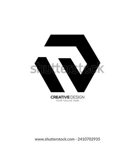 Modern hexagonal letter Td or Dt negative space new abstract monogram logo