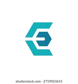 Diseño de logotipo hexagonal moderno con Formas geométricas Abstractas y acentos de color verde azulado