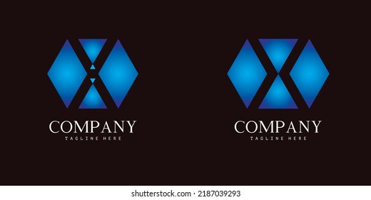 Conjunto moderno de logotipo hexagonal de la letra X. Dos hermosos diseños de logotipo gradiente para marca personal y de empresa. EPS10.