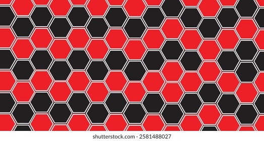 Modern Hexagonal Red and Black Pattern
