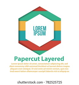 modern hexagonal shape design template on papercut layered