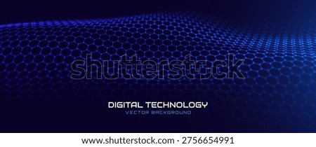 Modern Hexagonal Shield Grid With Neon Blue Defense Core. Cyber Security Pattern For High-Tech Game and App Interfaces. Vector Illustration.