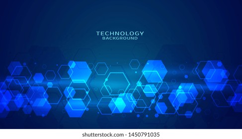 modern hexagonal technology blue background