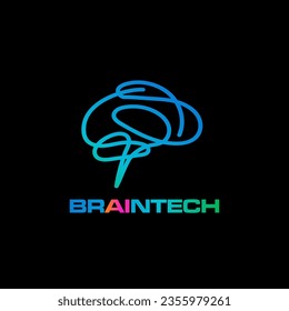 modern and hi tech brain logo, vector