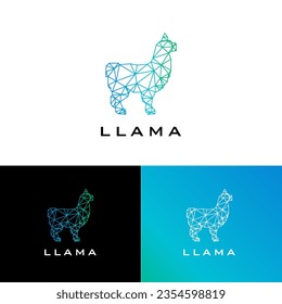 Modern and hi tech Llama logo or icon, low poly art design vector illustration