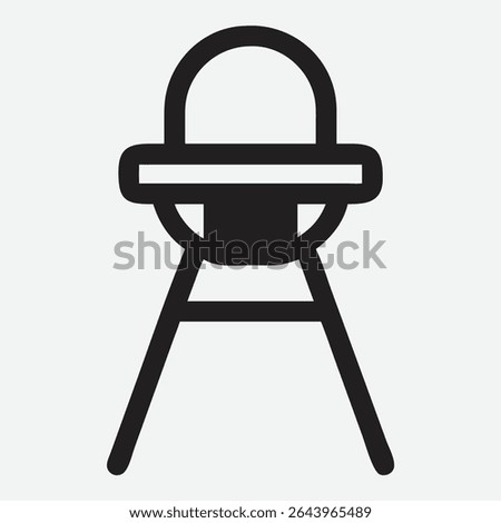 Modern High Chair Icon in Clean Line Art Style