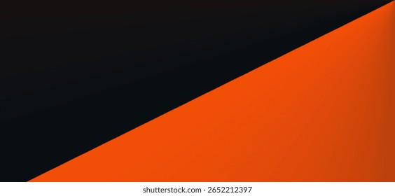 A modern, high contrast background featuring a clean diagonal split between black and vibrant orange.