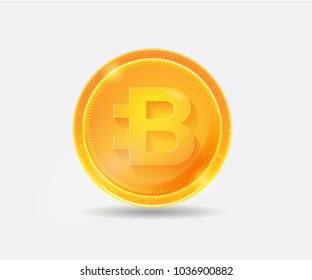 Modern High Detail Bytecoin Gold Crypto Currency Coin Logo Illustration