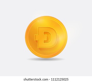 Modern High Detail Dogercoin Gold Token Crypto Currency Coin Logo Illustration