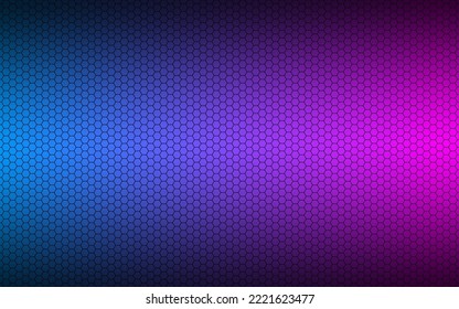 Modern high resolution blue and pink geometric background with polygonal grid. Abstract black metallic hexagonal pattern. Simple vector illustration