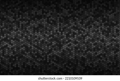 Modern high resolution dark geometric background with polygonal grid. Abstract black metallic hexagonal pattern. Simple vector illustration