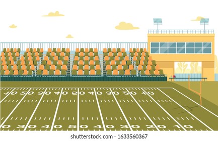 Modern High School Stadium To Play Football And Watch. Varsity Teams, Home Games And Contests. Large Seating Capacity For Spectators, Schoolchildren, Fans, Parents And Community. Artificial Turf.