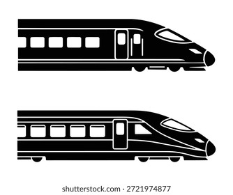 Silueta moderna del tren bala de alta velocidad, Vector rápido del transporte ferroviario de pasajeros para el diseño del viaje