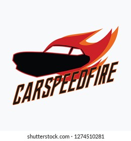 Modern High speed car with flame logo concept