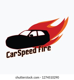 Modern High speed car with flame logo concept