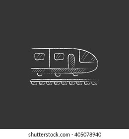 Modern high speed train. Drawn in chalk icon.