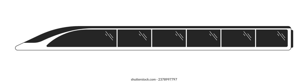 Moderno objeto vectorial aislado monocromo plano del tren de alta velocidad. Transporte en metro. Metro. Dibujo de arte en blanco y negro editable. Ilustración simple de la mancha para el diseño de gráficos web