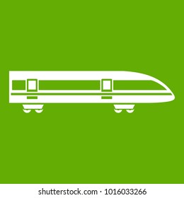 Modern high speed train icon white isolated on green background. Vector illustration