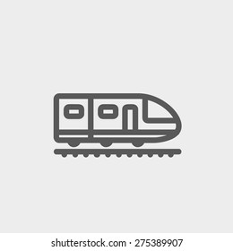 Modern high speed train icon thin line for web and mobile, modern minimalistic flat design. Vector dark grey icon on light grey background.