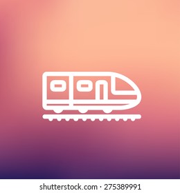 Modern high speed train icon thin line for web and mobile, modern minimalistic flat design. Vector white icon on gradient mesh background.