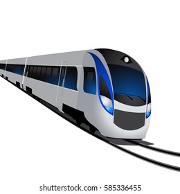 Modern high speed train, isolated on white background. EPS10 vector.