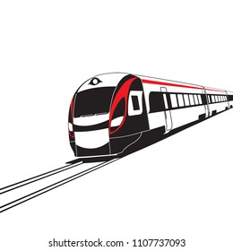 Modern high speed train on white background