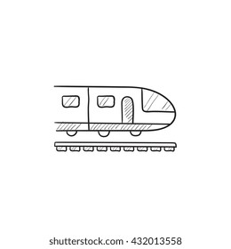 Modern high speed train vector sketch icon isolated on background. Hand drawn Modern high speed train icon. Modern high speed train sketch icon for infographic, website or app.