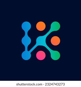 modern and high tech connected  letter K logo, vector illustration
