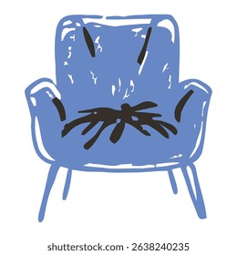 A modern high-backed chair with sleek lines and a blue color, perfect for contemporary interior designs. Ideal for branding, editorial, and home decor projects.