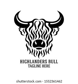 Modern highlanders bull logo. Vector illustration.