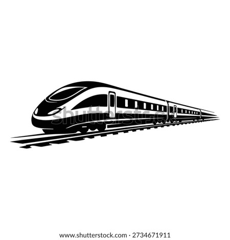 Modern High-Speed Train Black and White Vector Illustration