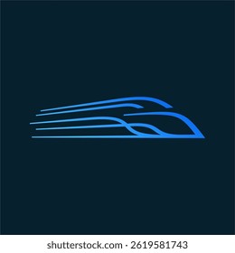 Modern High-Speed Train Logo with Abstract Blue Flowing Lines