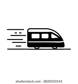 Modern high-speed train moving on railway tracks with motion blur
