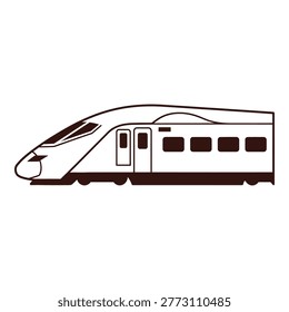 Modern highspeed train with sleek design and multiple windows on side fast transportation icon