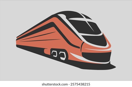 Modern High-Speed Train T-shirt Design Featuring a Sleek Orange and Black Train Illustration