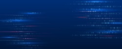 Moderno Fondo De Alta Tecnología Para Presentaciones Y Sitios Web. Resumen De Fondo Con Líneas Dinámicas Brillantes, Código Binario. Futuristas Rayas Rojas-azules.