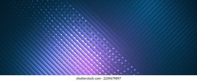 Moderno fondo de alta tecnología para presentaciones y sitios web. Fondo abstracto con líneas dinámicas brillantes. Futuristas rayas morado-azules con rondas.