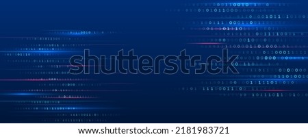 Modern high-tech background for presentations and websites. Abstract background with glowing dynamic lines, binary code. Futuristic red-blue stripes. Foto stock © 