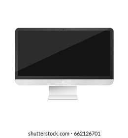 Modern, high-tech computer isolated on white background. Empty monitor screen. Vector illustration
