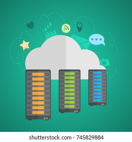 Modern high-tech Internet data center . Vector image.