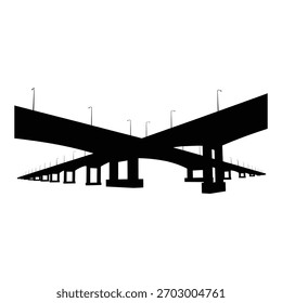 Modern highway overpass silhouette vector graphic Vector, illustration